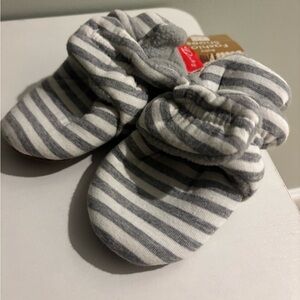 NWT Gray and White Striped Baby Booties, 0-6 months